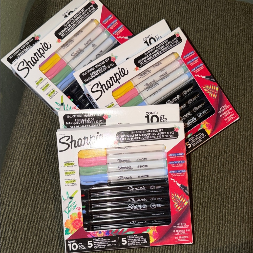 3pks- New- Sharpie Permanent Marker Set - Multicolor 10ct